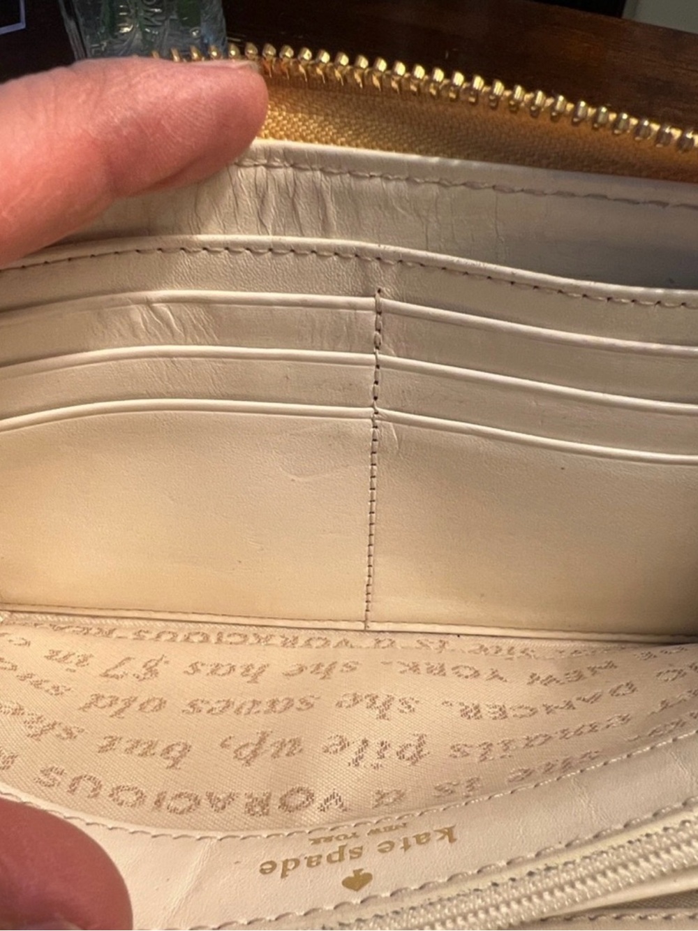 Kate Spade New York Harrison Street Lacey wallet Yellow Leather Storybook Lining - Picture 13 of 16